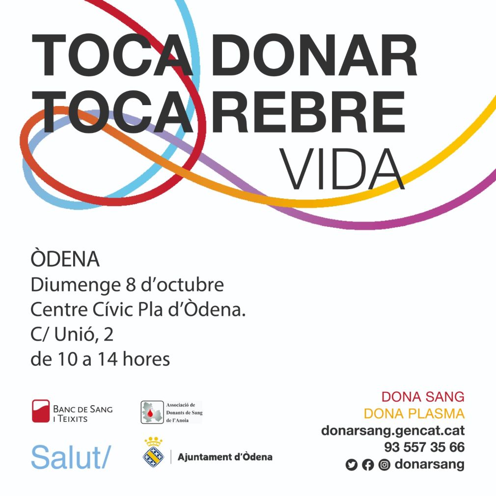 Toca donar vida: vine a donar sang a Òdena