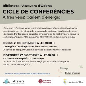 Conferència sobre “La transició energètica a Catalunya”, a la Biblioteca L’Atzavara