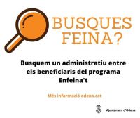 Òdena busca un administratiu entre els beneficiaris del programa Enfeina&#039;t