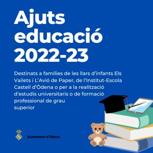 Òdena ofereix ajudes a les famílies d’infants i joves en edat escolar o cursant estudis superiors