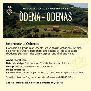 Òdena preparar la visita al municipi francès Odenas amb qui està agermanat